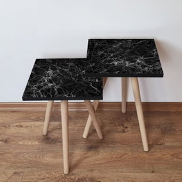 Hanah Home Mesas Nido de 2 Piezas en Negro y Blanco